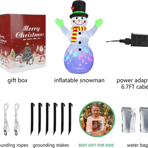 7 FT Christmas Inflatables Embrace Snowman Outdoor Decorations, Blow up Snow Man - Picture 6 of 7